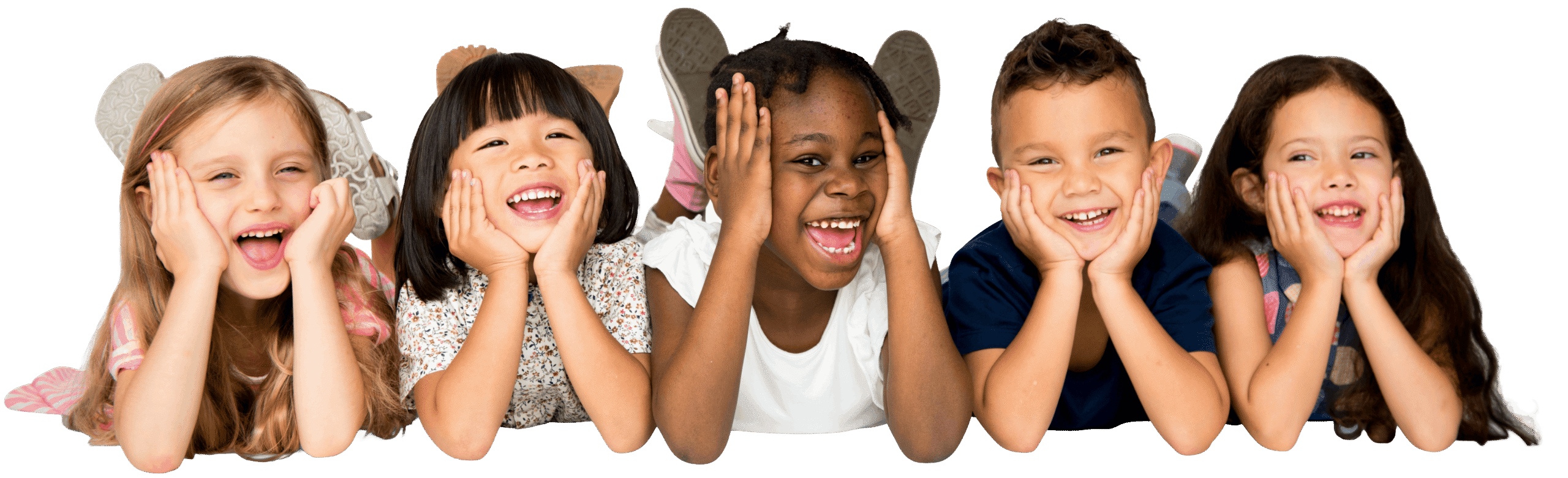 Cheerful kids peeking