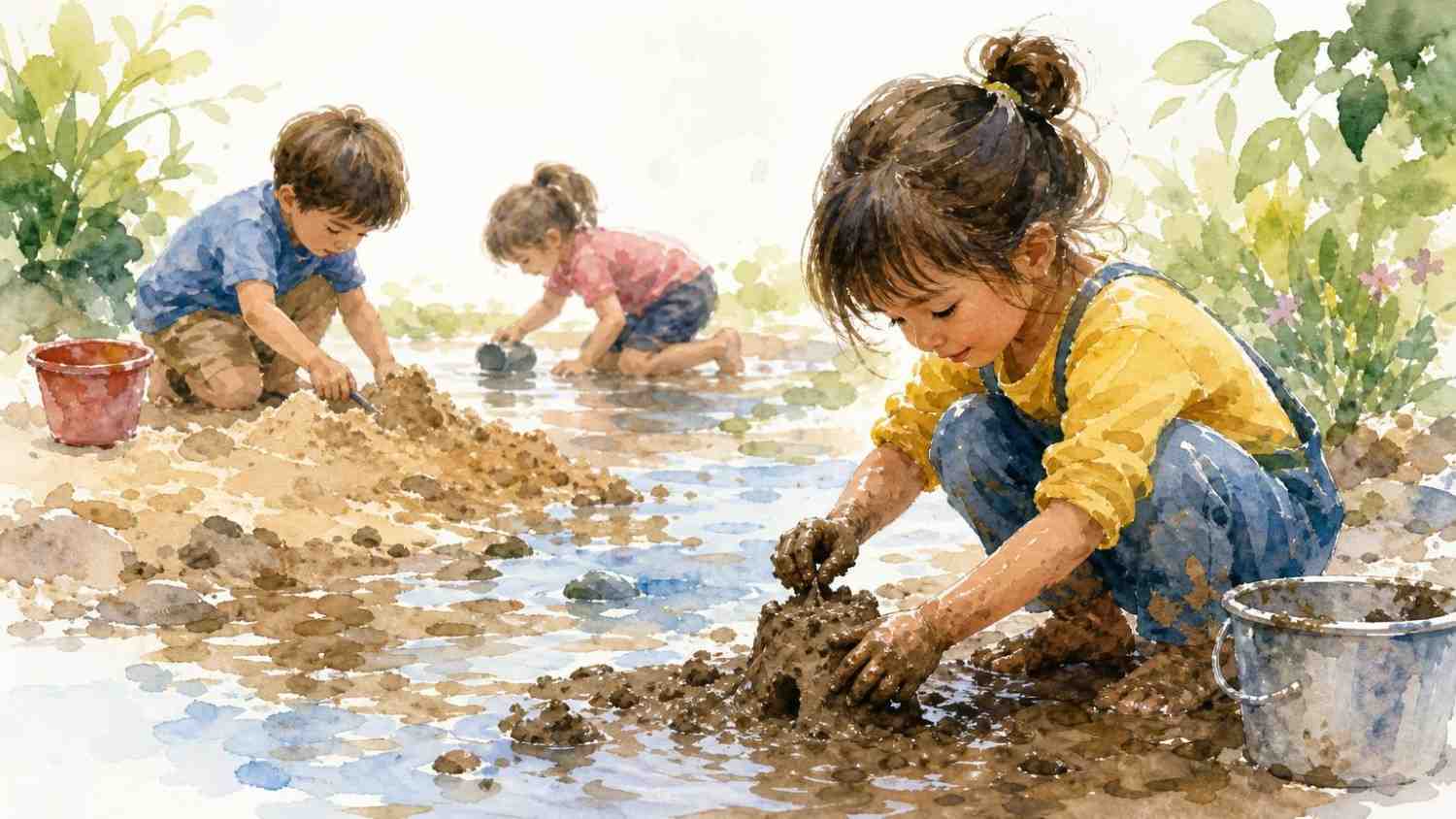 The Learning Power of Mud, Sand, and Water